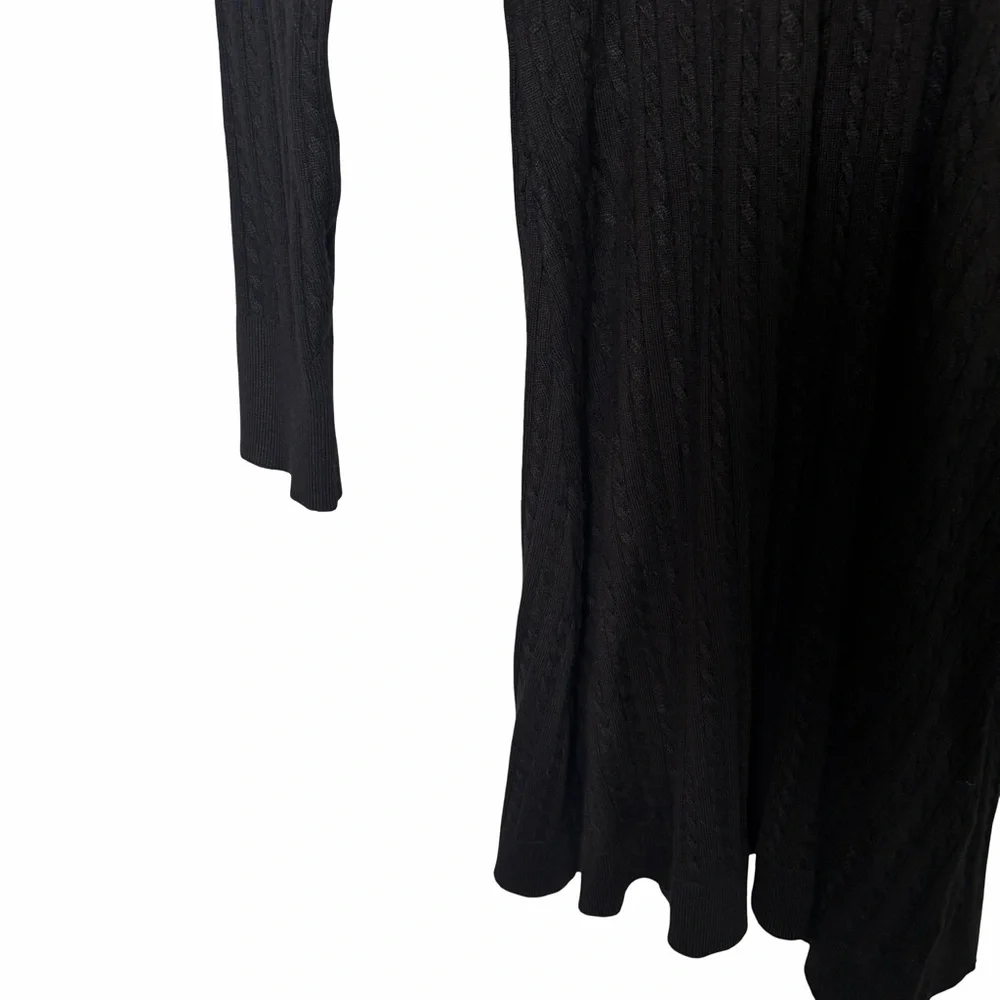 Lucky Brand Cable Knit V-Neck Long Sleeve Dress in Black , Size M NWT_6